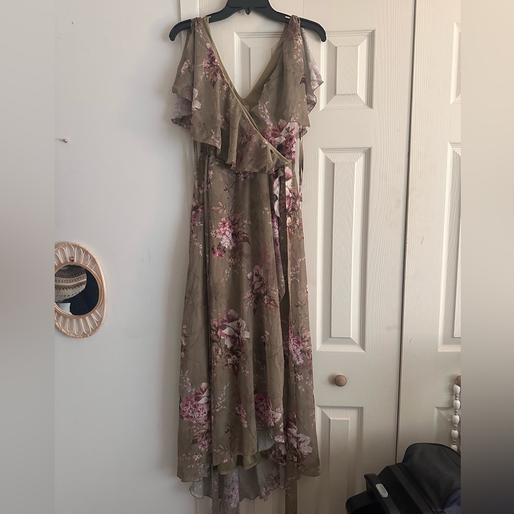 ASOS Green Floral V-Neck Maxi Dress